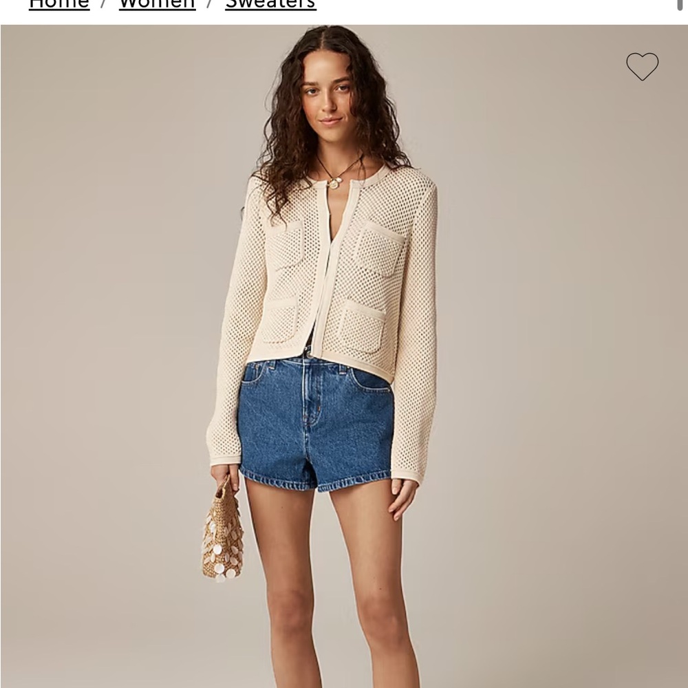 NWT JCrew Open pointelle-stitch cardigan XS warm sesame - Picture 3 of 6